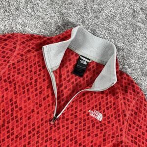 North‎ Face 1/4 Zip Pullover Womens Medium  Fleece Diamond Print Outdoors Red